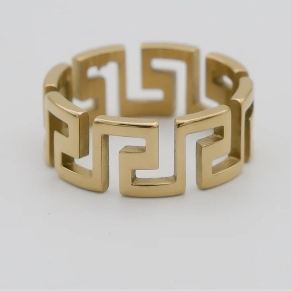 Versace Greca Logo Gold Cut Out Wide Band Ring - Picture 6 of 6
